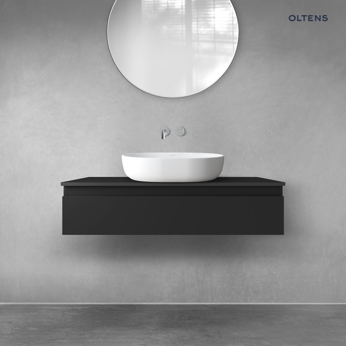 vvernal-100-1s-slim-black-blat-black Oltens Vernal szafka 100 cm podumywalkowa wisząca czarny mat 60011300 - obrazek 1