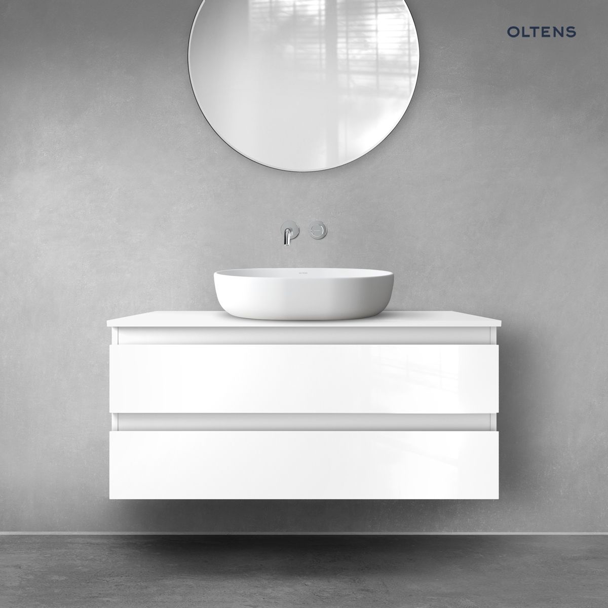 vvernal-100-2s-white-blat-white Oltens Vernal szafka 100 cm podumywalkowa wisząca biały połysk 60004000 - obrazek 1