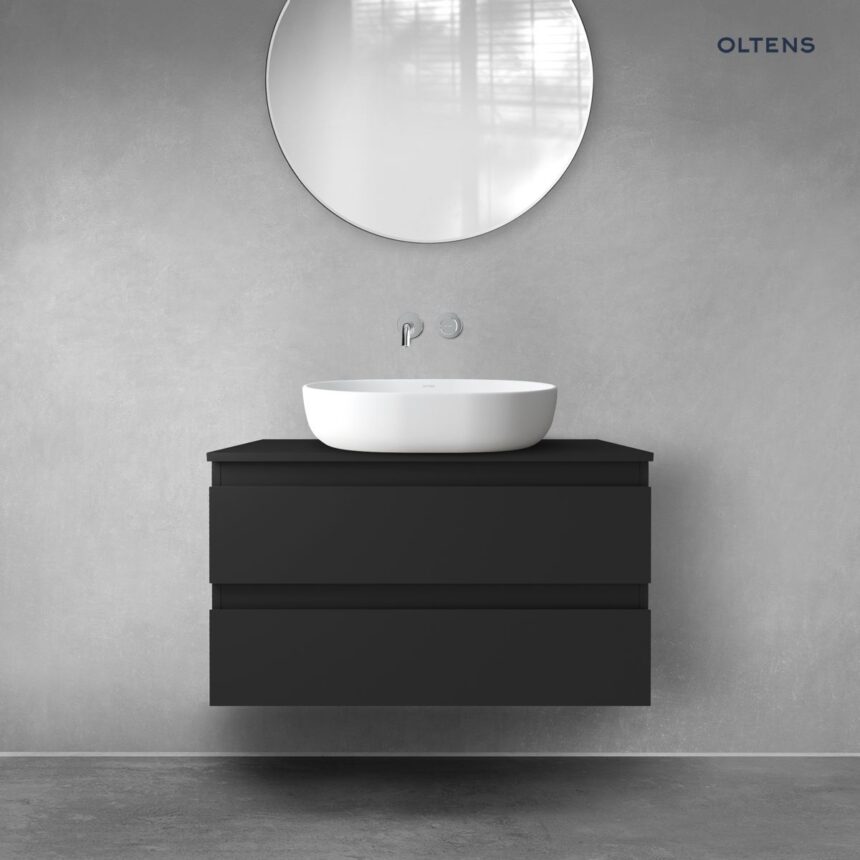 Oltens Vernal szafka 80 cm podumywalkowa wisząca czarny mat 60001300